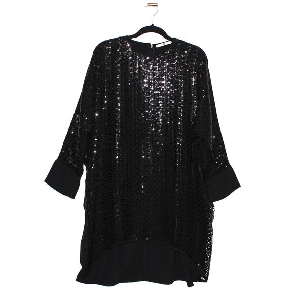 SCL Sequin Detail Tunic Top Black Size Large (TR 44)